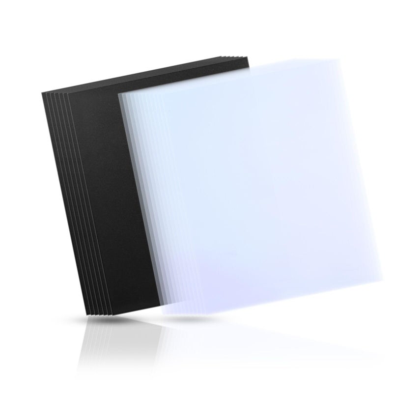 HOUYEE 100 Pack Binding Covers Set, 8.5x11 Inches, Including 50 Pcs 8 Mil Clear Binding Covers, 50 Pcs 12 Mil Black Sand Plastic - Image 1